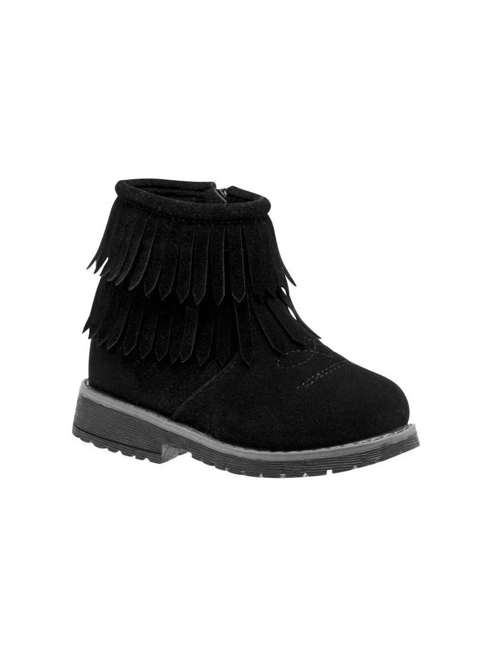 Chic Black Fringe Kids Boots